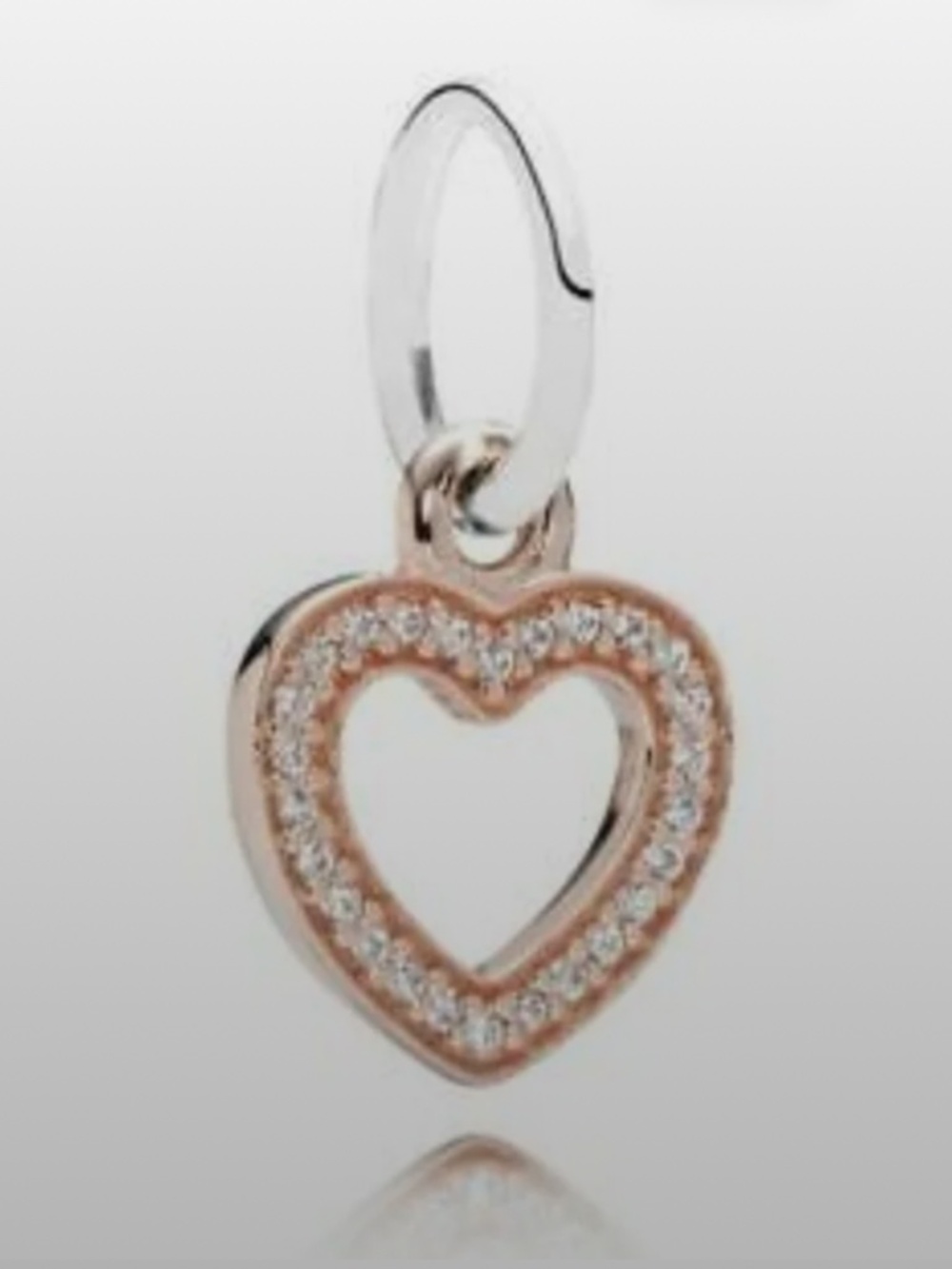 Pandora 14k Solid Rose Gold Heart Charm with Silver Bail